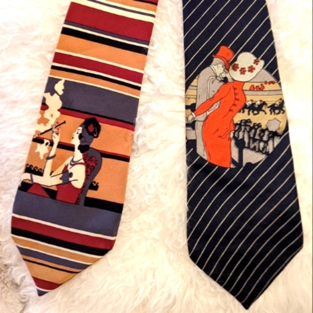 Vintage Italian Silk Iconic Graphic Art Ties - Picture 1 of 12